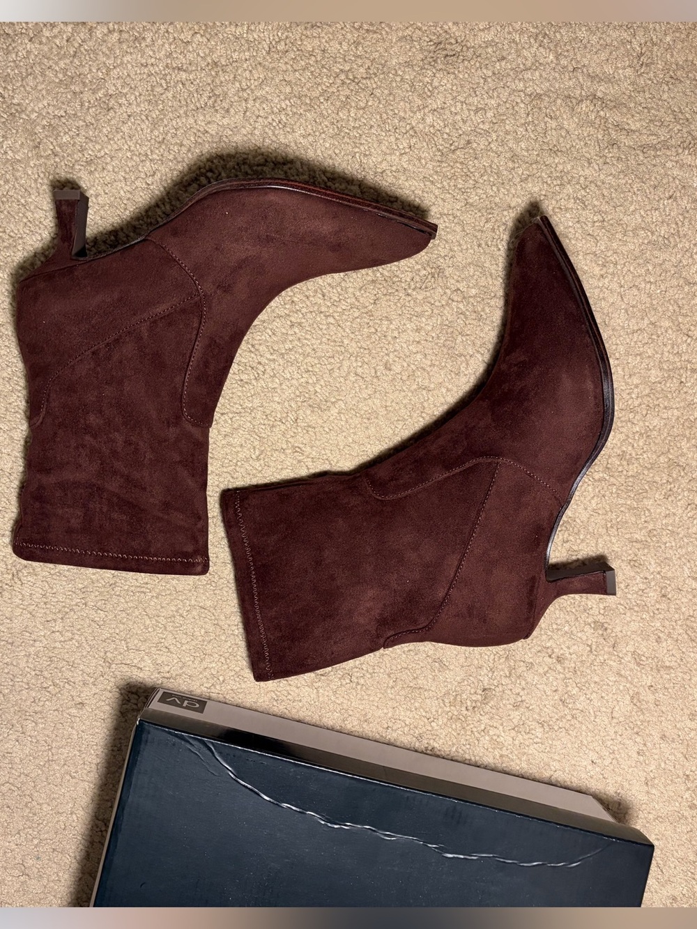 DV by Dolce Vita Lalaña Kitten-Heel Sock Booties in Dark Brown suede NIB NWT - Picture 8 of 10